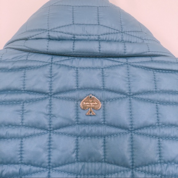 Kate Spade ♠️ Blue Quilted Packable Hood Jacket - Picture 5 of 8